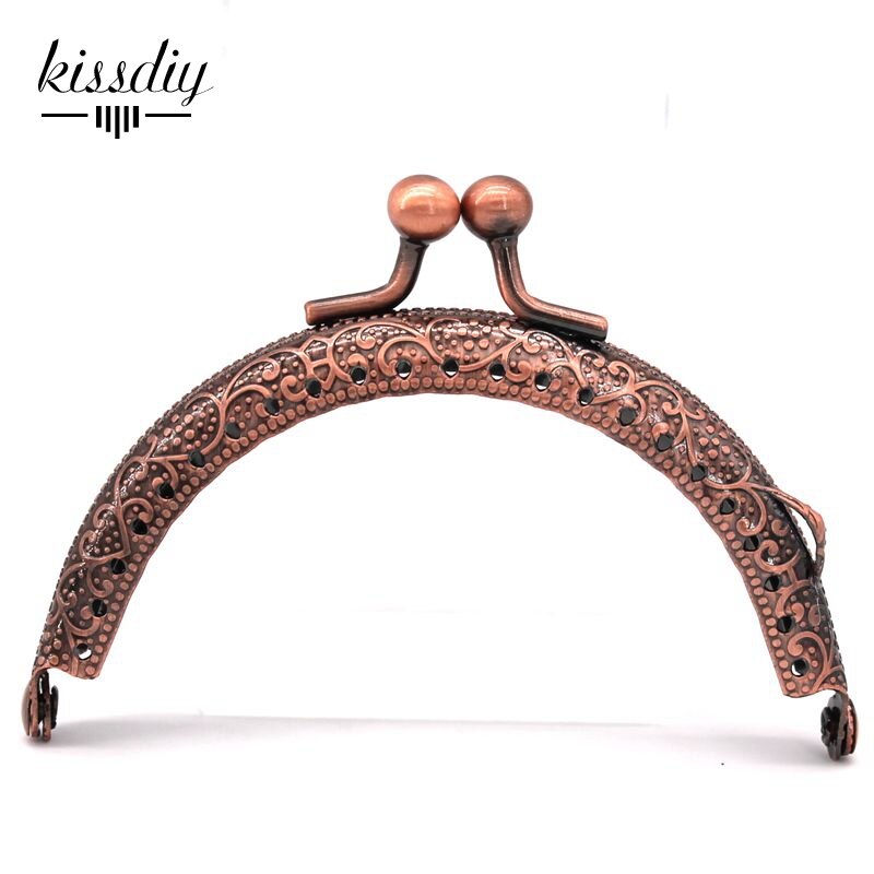 KISSDIY 10 pcs/lot 8.5cm 5 Color mix Metal Purse Frame kiss clasp Handle for Bag Sewing Craft Tailor Sewer bag accessory: Red copper