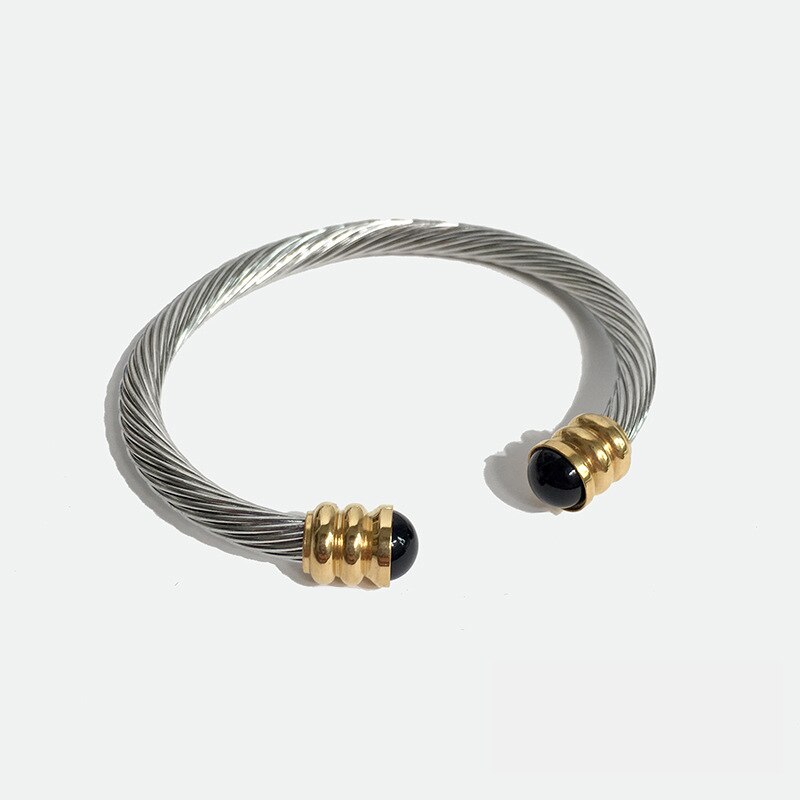 Stainless Steel Bracelets Bangles Jewelry Silver Gold Plated Crystal Cuff Bangle Bracelet Wrist Bracelet Jewelry for Women: Silver Gold Black