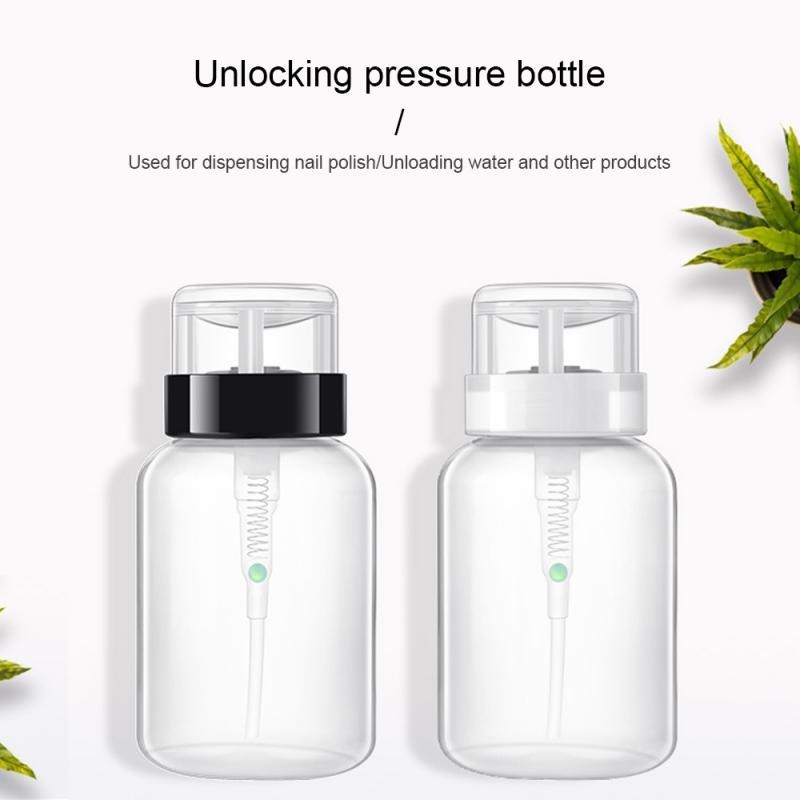 200ml Empty Plastic Nail Polish Remover Alcohol Liquid Containers Press Pumping Dispenser Bottle For Nail Art UV Gel Cleaner