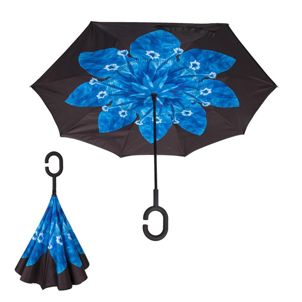 Dobbeltlags doven paraply vindtæt omvendt foldning omvendt chuva paraply selvstående regnbeskyttelse c-krog hænder til bil: B