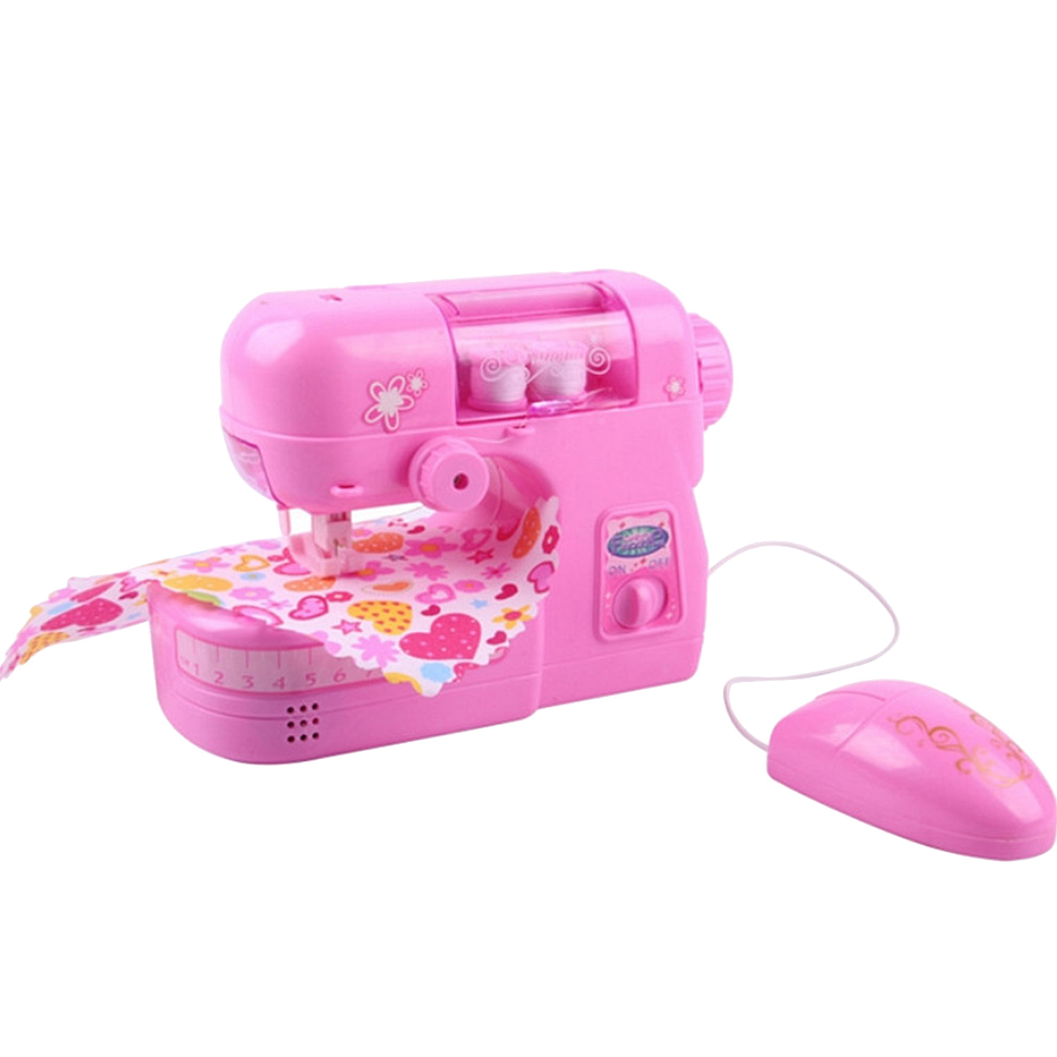 Kids Mini Electric Sewing Machine Household Appliance Furniture Set Accessories Pretend Role Play Educational Toy