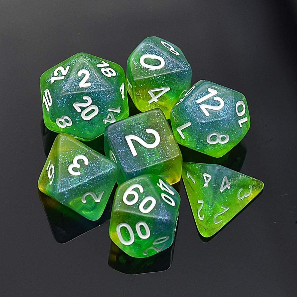 7 stk dnd terning 3 lag glitter d & d terning sett  d4 d6 d8 d10 d% d12 d20 polyhedral spill terning sett for bordspill mtg rpg