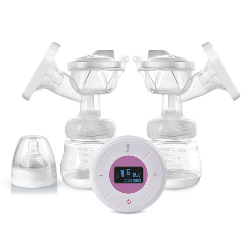 Elettrica Doppia Pompa Del Seno Kit con 2 Bottiglie di Latte di Latte Estrattore Del Bambino Assistente di Allattamento Al Seno Massager Del Seno: VIOLA