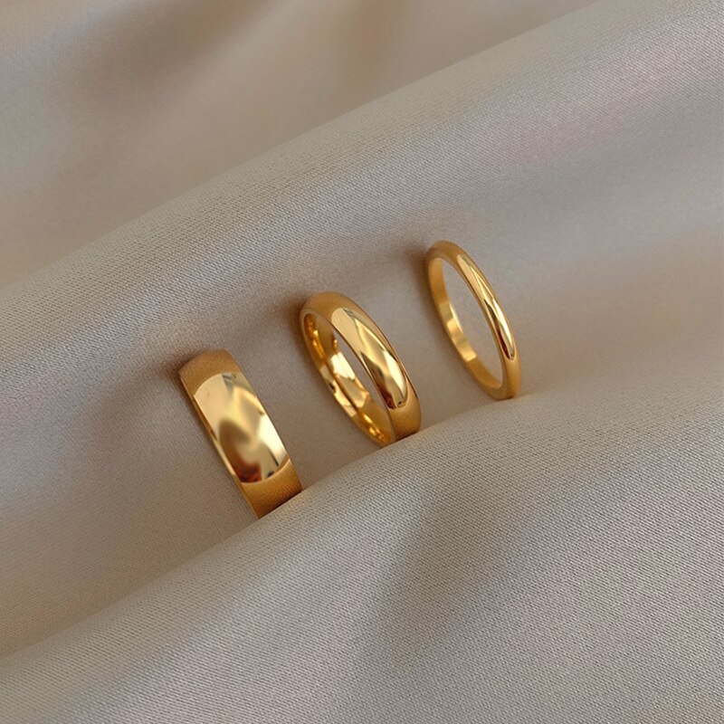 Verkoop Bezoedelen Gratis Vergulde Vinger Ring Minimalistische Rvs Basic Circle Ringen Voor Vrouwen Meisje Trendy Sieraden