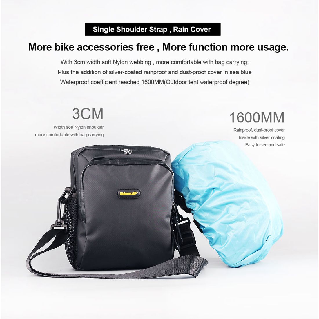 FLGT-RHINOWALK 4L Bicycle Handlebar Bag Full Waterproof Folding Bike Front Bag Electric Bike Cycling Bag Panniers with Rain Co