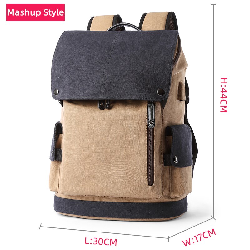 MOYYI degli uomini 14 pollici Del Computer Portatile Zaino della Tela di Canapa Dell'annata Zaino Unisex Borse Da Viaggio USB di Ricarica Zainetto Studente Mochia: Mashup Khaki