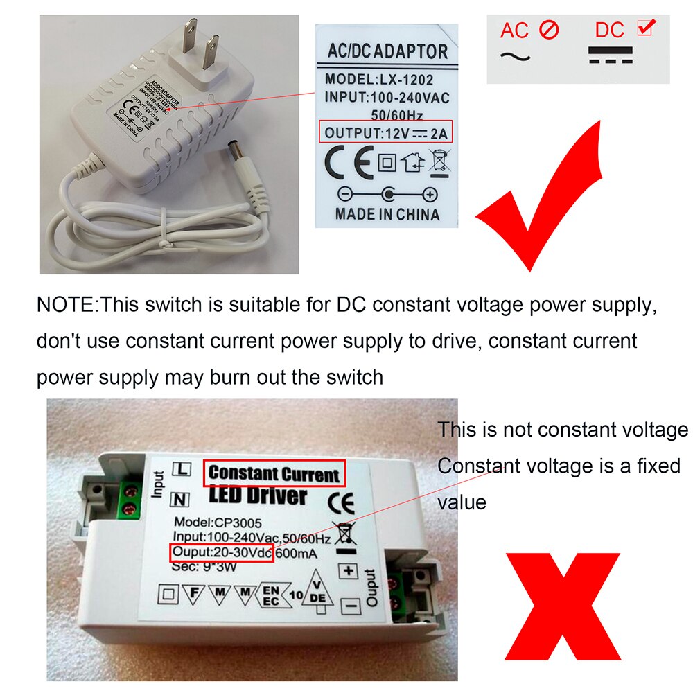 4A 5V 12V 24V Touch Switch Stepless Dimming Metal Touch Button Light Switch Fit For DC 5V 12V -24V LED Strip