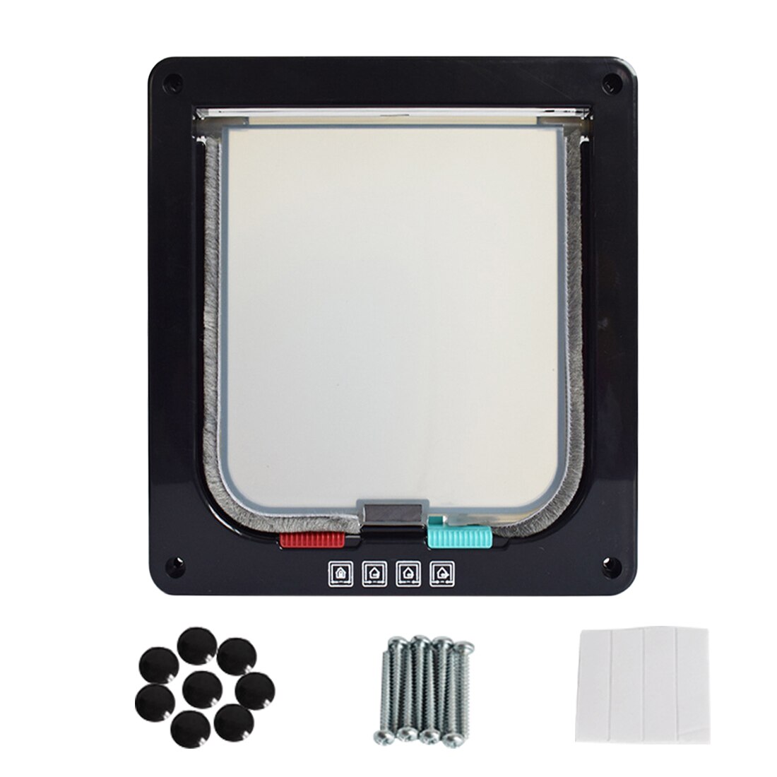 5 Colors Intellgent Control Dog Cat Doors Pet Cat Puppy Dog Gates Door Lockable Safe Flap Door Pet safety products: Black / L