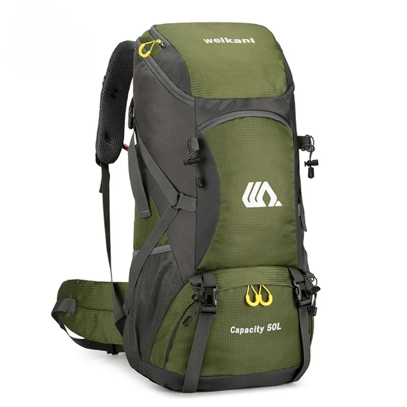 50L Travel Backpack Camping Men Large Hiking Bag Tourist Rucksack Waterproof Outdoor Sports Climbing Mountaineering Bag Luggage: green