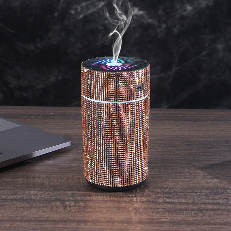 Luxe Glanzende Auto Diffuser Luchtbevochtiger Met Led Licht Diamant Auto Luchtreiniger Diffuser Luchtverfrisser Bling Auto Accessoires: Goud