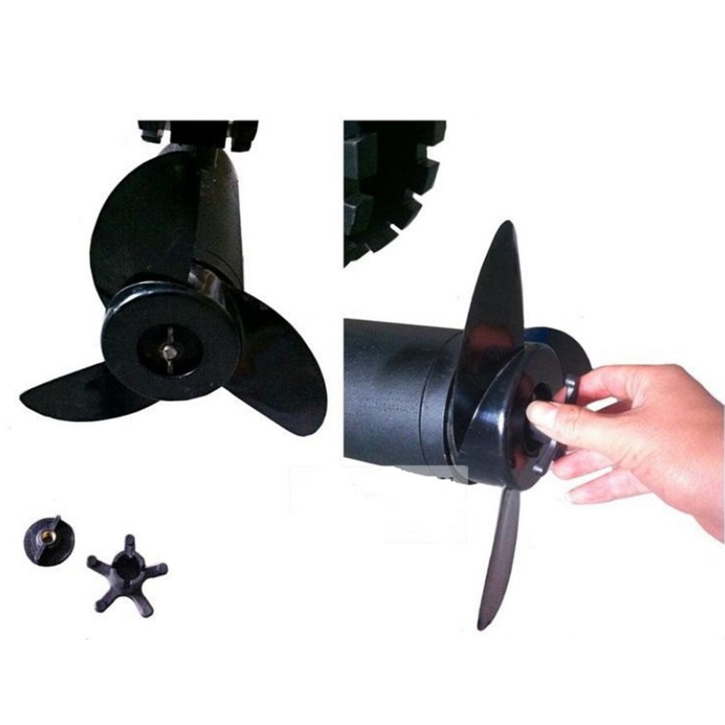 Hélices de barco, propulsor de Motor fueraborda eléctrico para ET44L ET54L D65L, accesorios de montaje de motores de curricán/Barco de 3 cuchillas (negro)