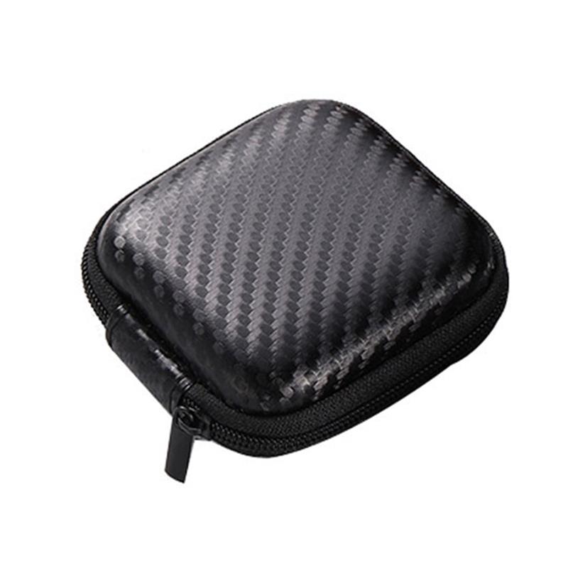 Mini Headphone Case Bag Portable Earphone Earbuds Box Storage for Memory Card Headset USB Cable Charger Organizer: Black Square