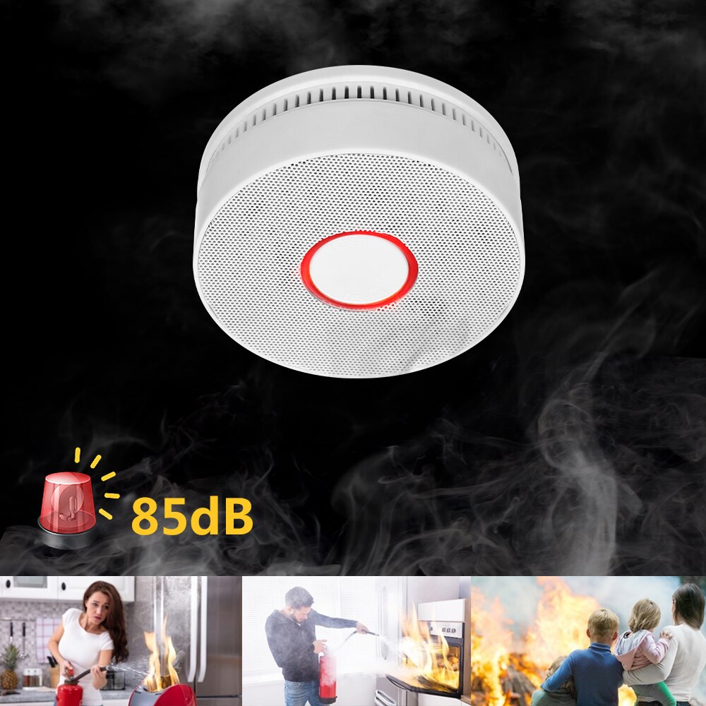 Smoke Detector Alarm Portable Fire Alarms Photoelectric Sensor Battery Operated Not Hardwired with Red LED Indicator for Home