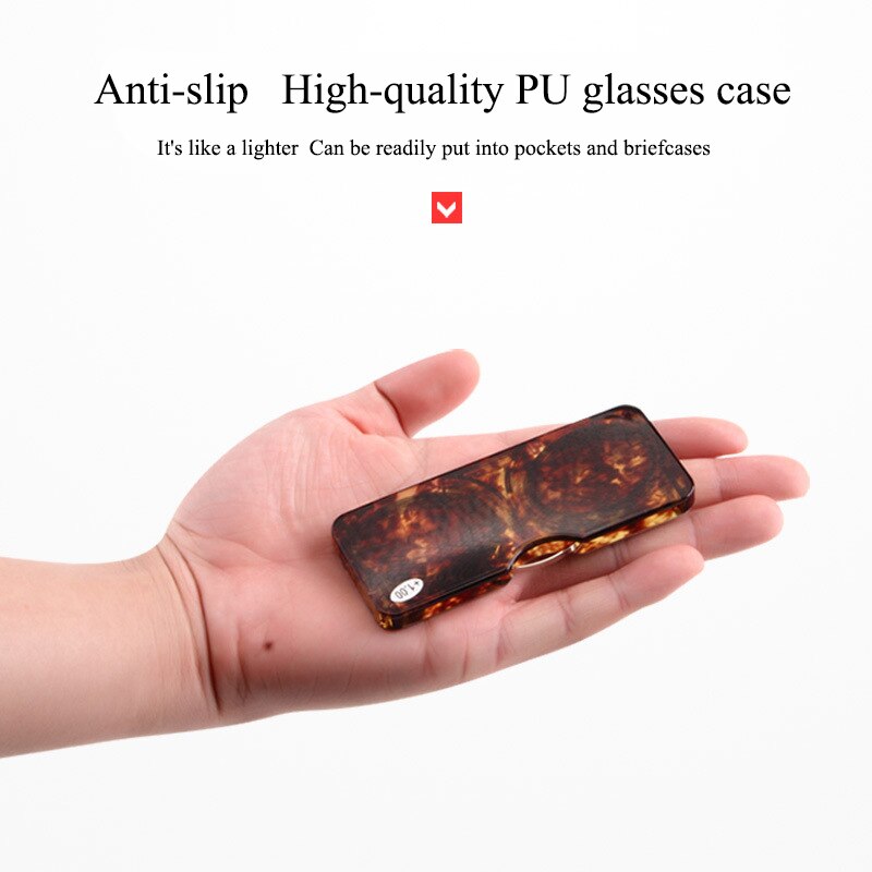 Nose Resting Reading Glasses +1.0 to +3.5 Portable SOS Wallet Reader clip on Mini reading glasses with case Prescription Glasses