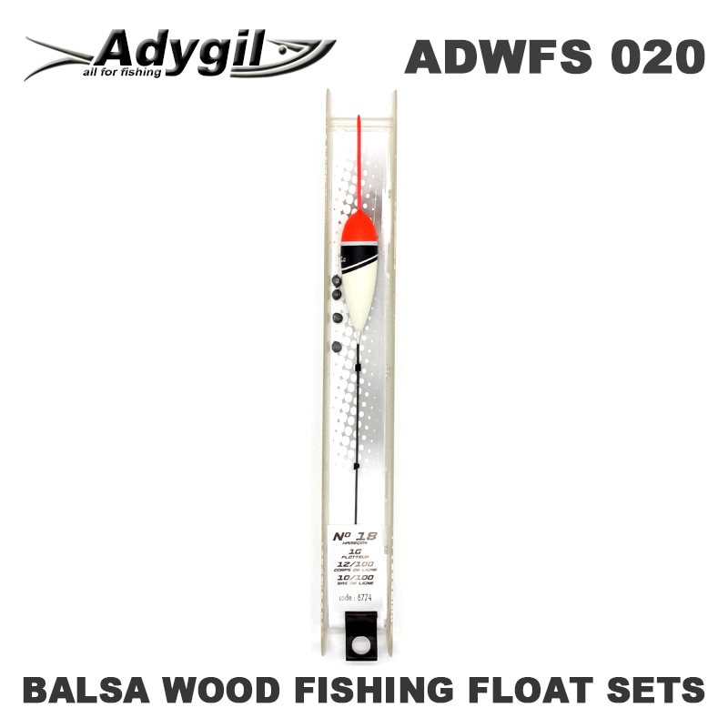 Adygil Balsahout Visserijvlotter Sets ADWFS 020 Floatation 1g Lengte van Lijn 80 cm Haak Size #18 5 stks/partij