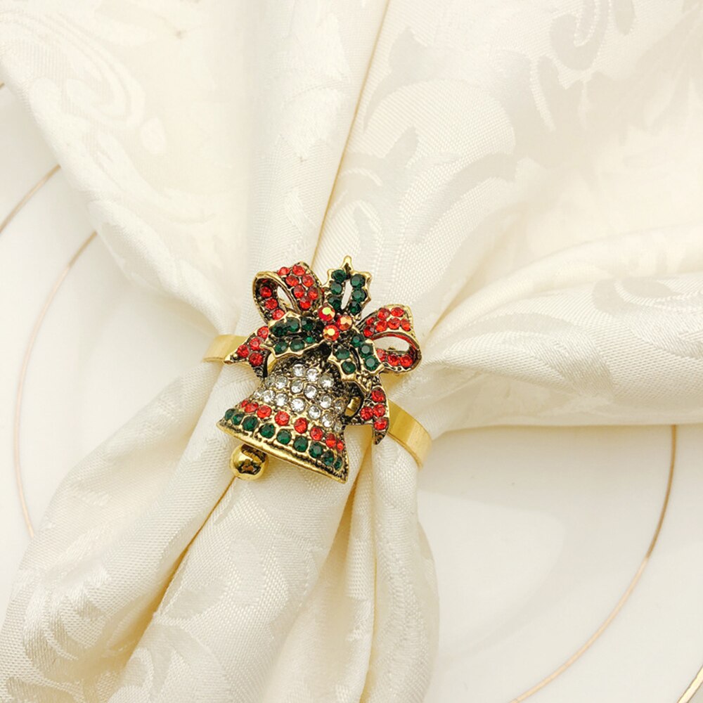 Metall Serviette Ringe Weihnachten Baum Elch Santa Glocke Kranz Halter Umarmt für Servietten Hochzeit Weihnachten Dekoration für Haus Tisch: 9
