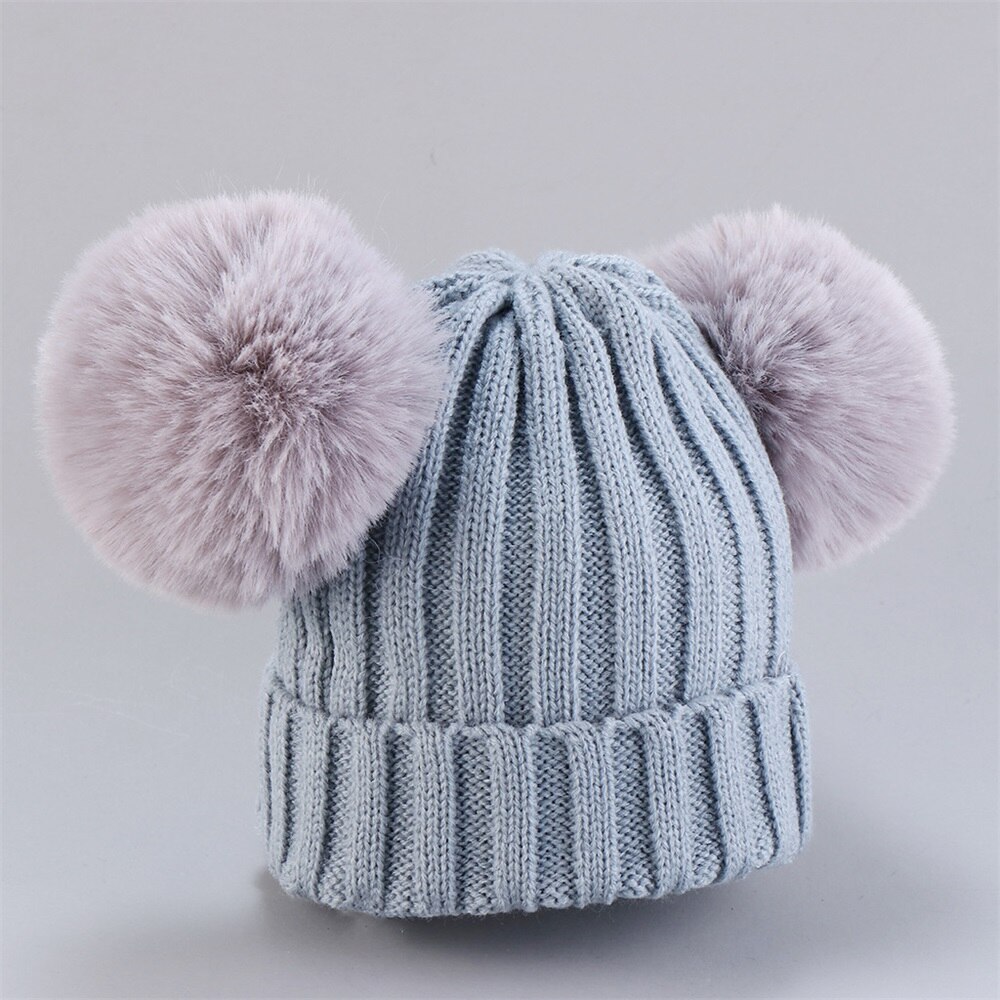Cute Baby Hat Scarf Suit Autumn Winter Infant Poms Boy Girl Hat Scarf Set Fur Ball Caps Kids Soft Warm Knitted Hats Beanies