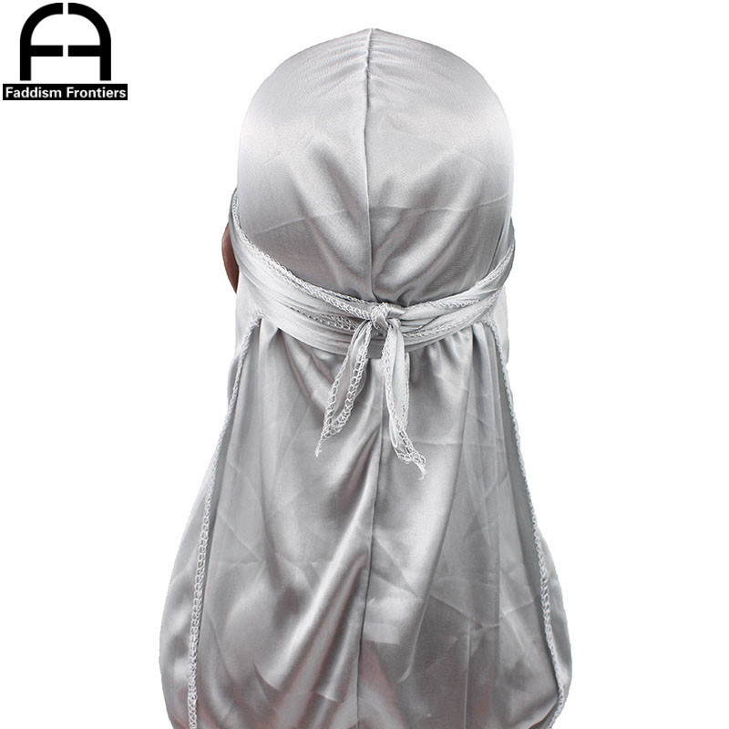 Unisex Women Men Silk Durag Turban Hat Wigs Biker Headwear Headband Hair Accessories Long Tail Straps Bandanas Silky Durags: GRAY