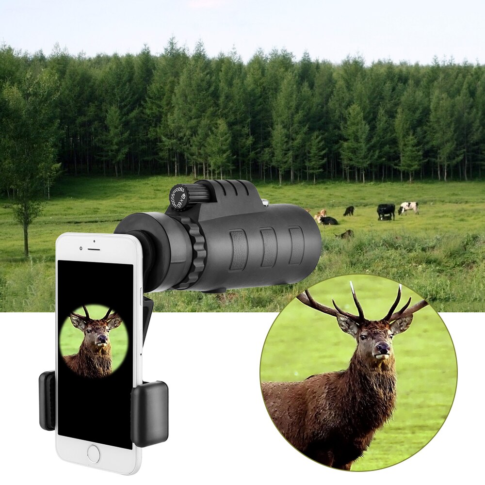 TOKOHANSUN 40x60 zoom monoculaire télescope grand angle loupe télescope avec lentille de téléphone portable cache-poussière boussole pour iPhone 8