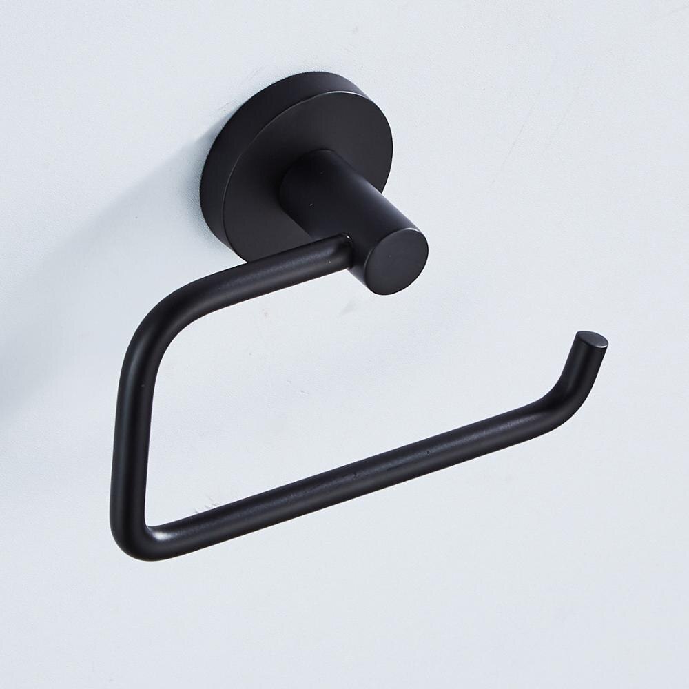 Juego de accesorios de baño ELLEN, soporte de papel higiénico negro, soporte para toalla, gancho para bata, anillo de TiweL, accesorios de baño ELF2300