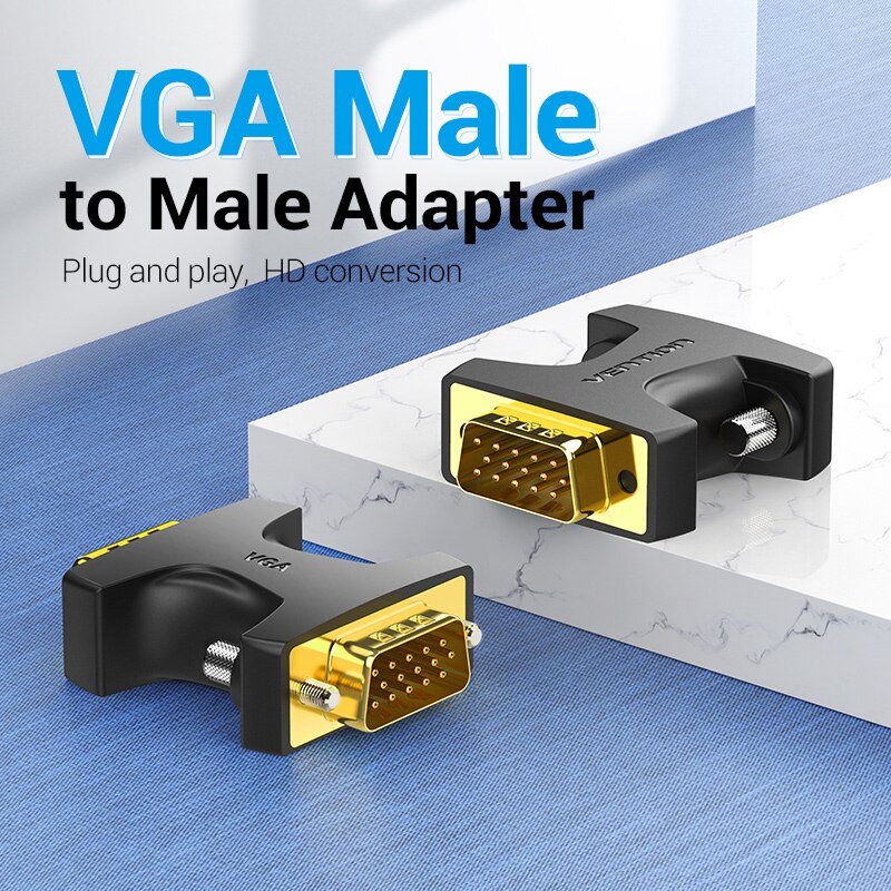 Vention VGA Coupler 15 Pin VGA Male to VGA Feamle Adapter HD15 Female to Female Gender with Gold-Plated for PC TV SVGA Adapter