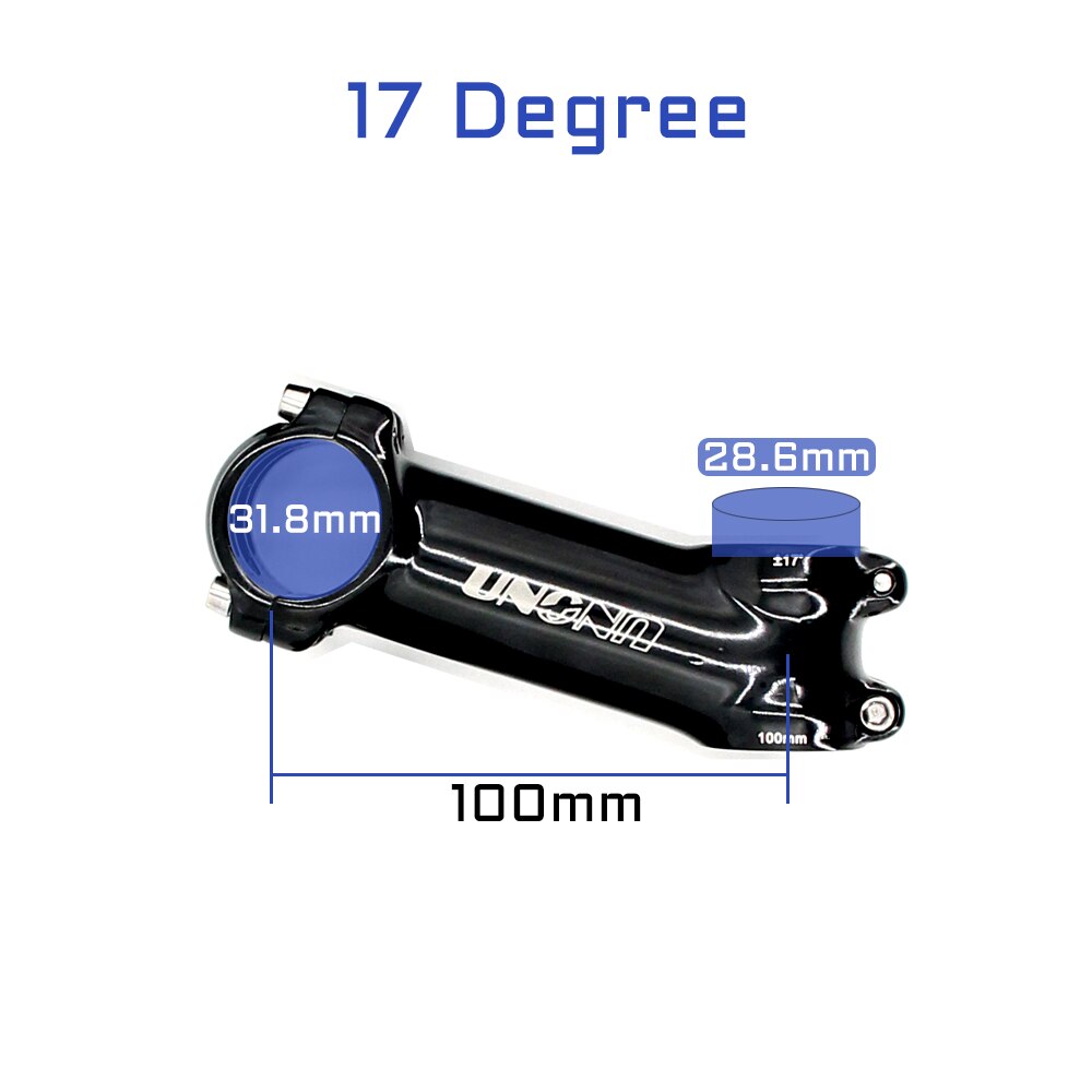 UNO Stem 7 Degree Bicycle Stem Road 17 Degree Ultralight Stem MTB 31.8mm Bicycle Handlebar Stem 35 Degree 60-130mm Kalloy Stem: 100mm 17 degree