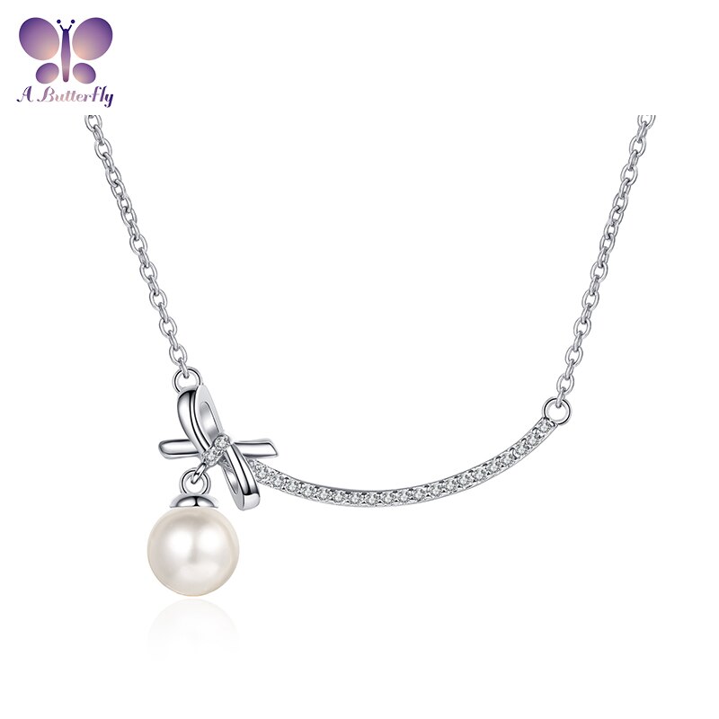 Schmetterlings-halskette mit anhänger aus 6-7mm süßwasserperlen und moissaniten aus sterlingsilber 925 feiner schmuck für damen #39 geburtstag