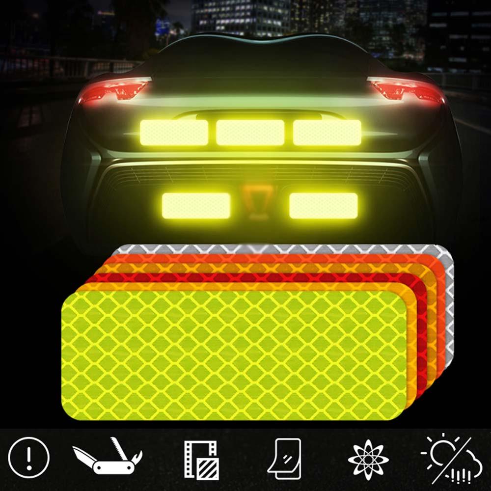 2/4 Stuks Reflecterende Sticker Verkeer Veiligheid Night Waarschuwing Mark Auto Reflecterende Strip Tape Lichtgevende Auto Bumper Decals Reflecterende