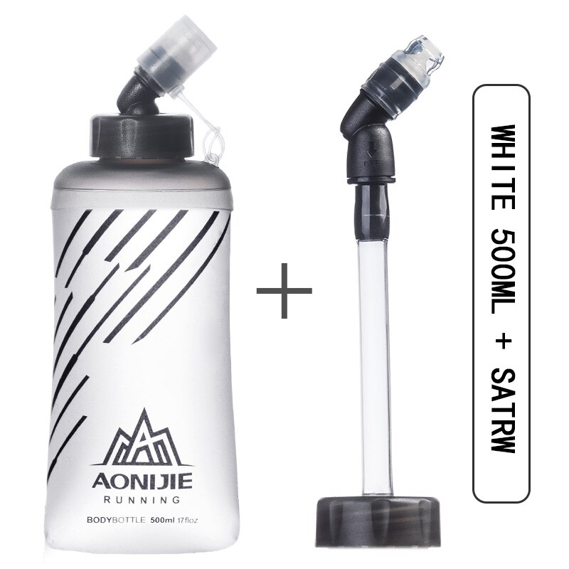 AONIJIE-botella de agua plegable SD21 Frasco blando, 250ml, 420ml, hidratación, vejiga de agua para correr, Maratón, ciclismo, senderismo: 2PCS 500ml y pajita