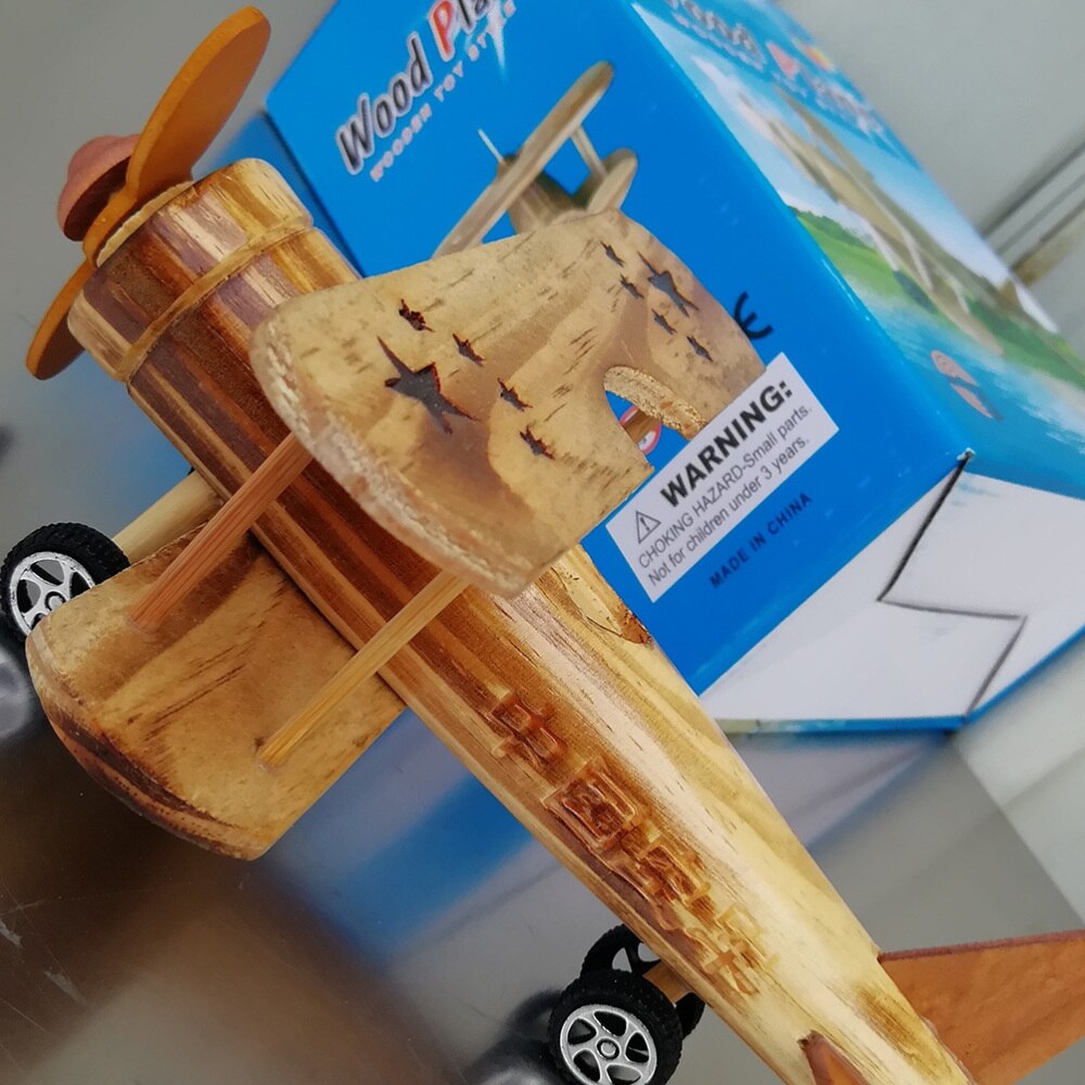 2pcs Desktop Wood Warplane Model Desktop Airplane Decor Craft for Home Hotel Office