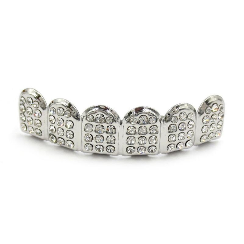 Fshion Hip Hop Goud Zilver Kleur Iced Out Cz Tanden Grillz Top Bottom Mannen Vrouwen Sieraden: E