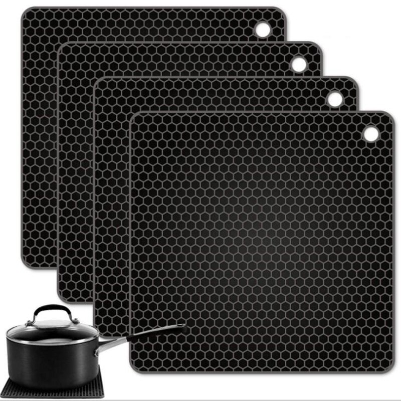 Square honeycomb silicone placemat,heat insulated pad; heat proof mat; pot holder