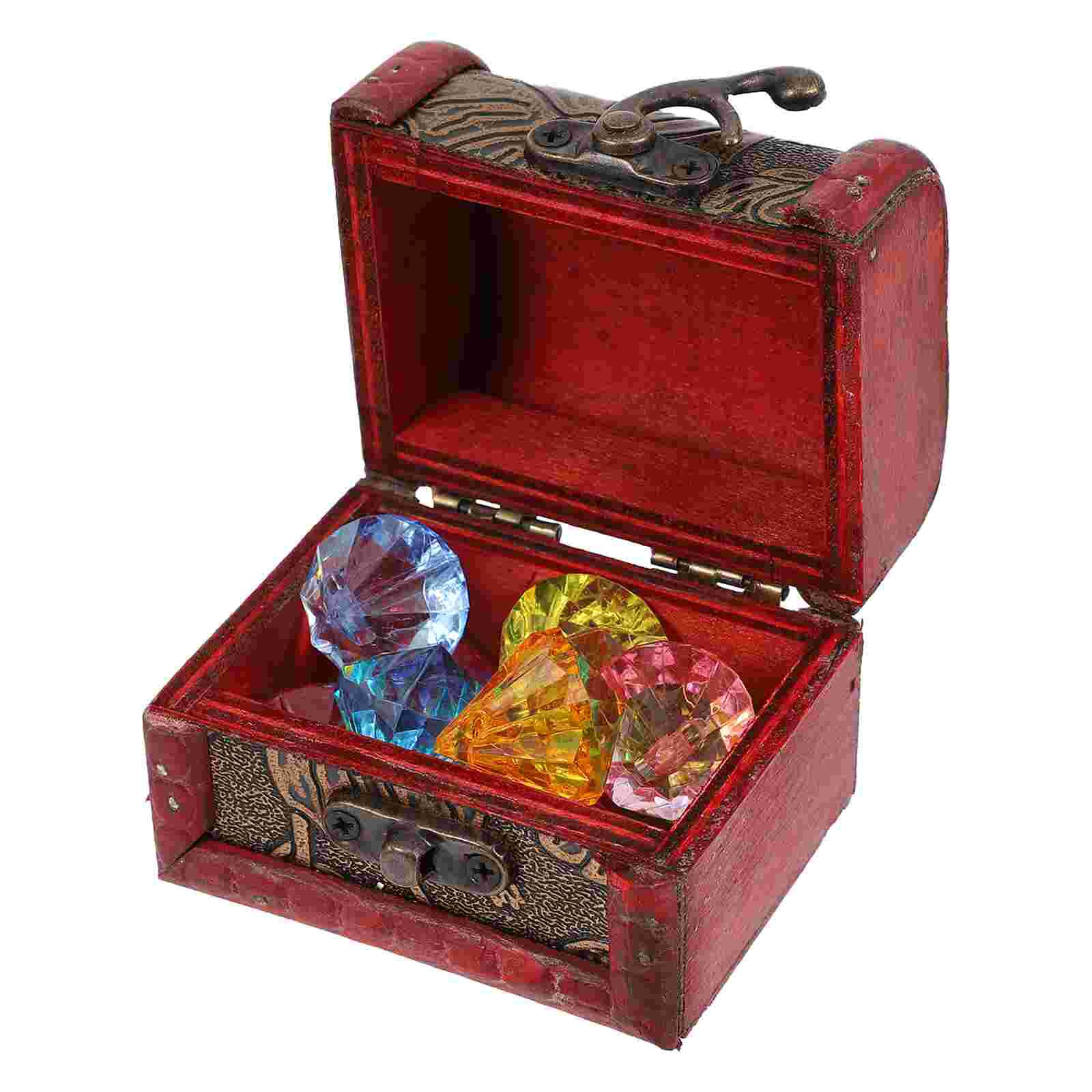 1 Set Pirate Treasure Chest with Gemstones Acrylic Diamond Gems Treasure Box: Default Title