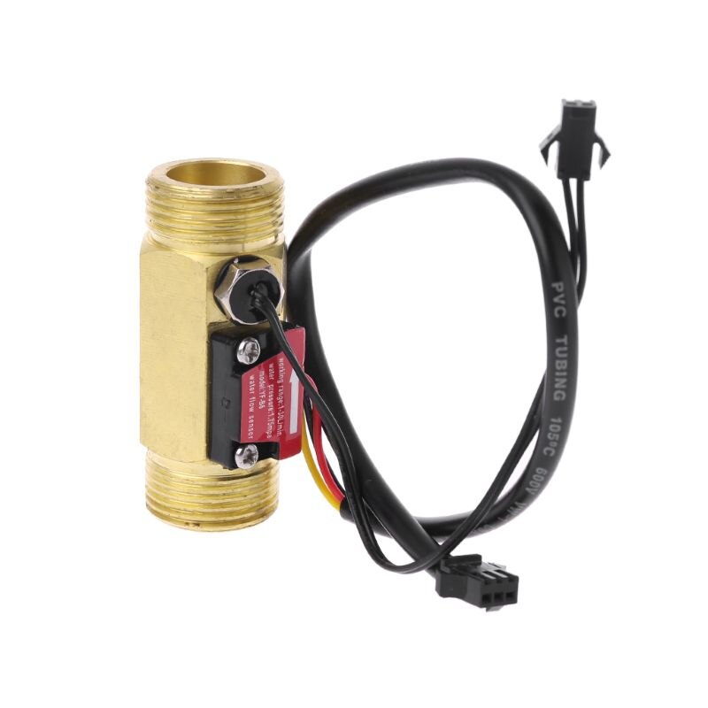 G3/4\" Flow Sensor Water Flow Switch With Temperature Detection For Turbine Liquid Sensor Copper Shell Hall Flow Meters J0PD