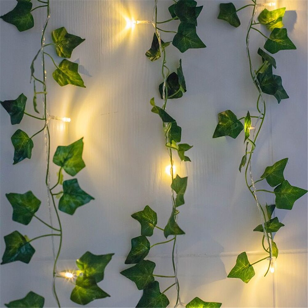 2M/4M/10M Klimop Groene Leaf Garland Batterij Aangedreven Kunstmatige Plant Led String Light Fairy Lichten Voor Bruiloft Gazon Yard