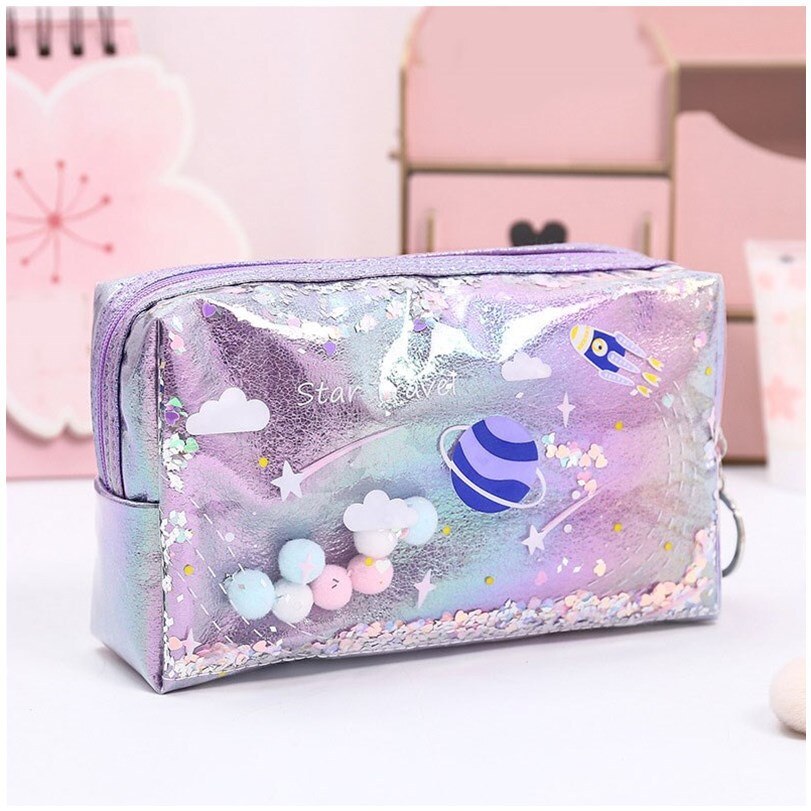 Star Pencil Case Glitter Large Capacity Pencilcase School Pen Makeup Case Supplies Pencil Bag School Box Pencil Pouch Stationery