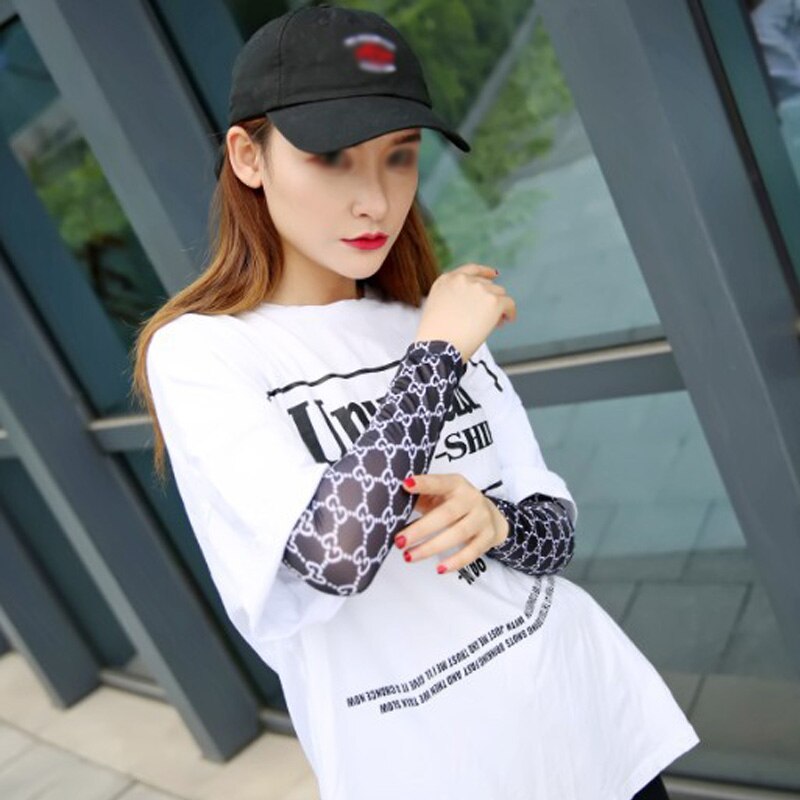 Motorcycle Arm Sleeve Sun Protection Arm Sleeves Breathable Ice Silk Arm Sleeve for Women Motorcycle Accessory: double G