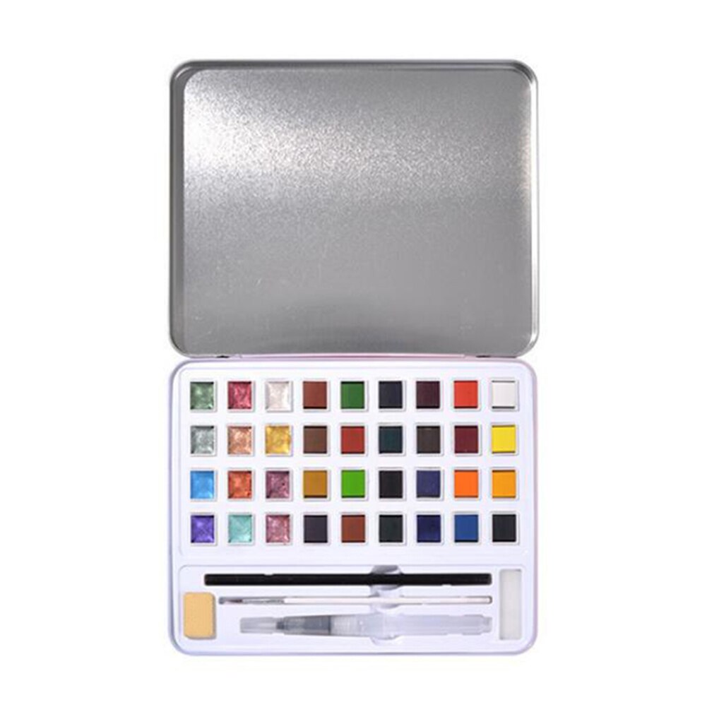 12/36/48Color Pearlescent Glitter Watercolor Paint Set Gouache Pigment Watercolor Pigment Paint with Iron Box