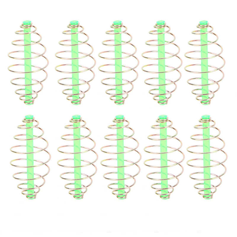10pc karpe fiskeri feeder agn bur fjeder coil inline metode feeder coil inline metal agn kaster feeder fiskegrej