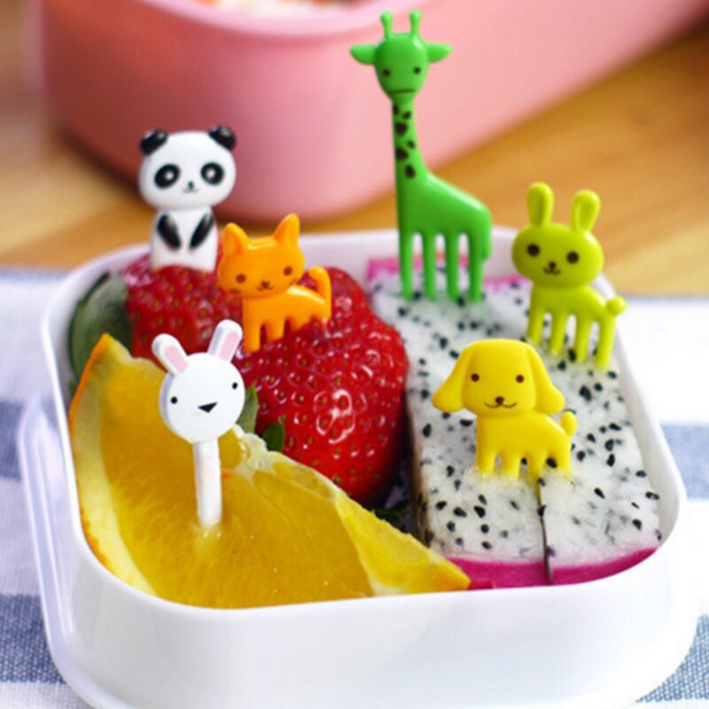 Animal Farm Fruit Vork Mini Cartoon Kinderen Snack Cake Dessert Snack Dessert Pick Tandenstoker Lunches Party Decoratie Vorken