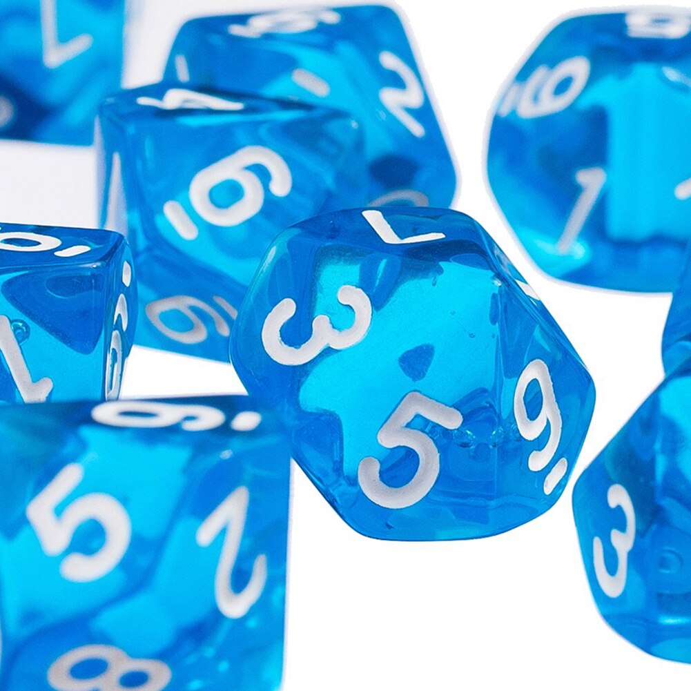 10Pcs Transparant Polyhedral D10 Multicolor Dice Game Party Pub Supplies Dice Game Party Pub Levert