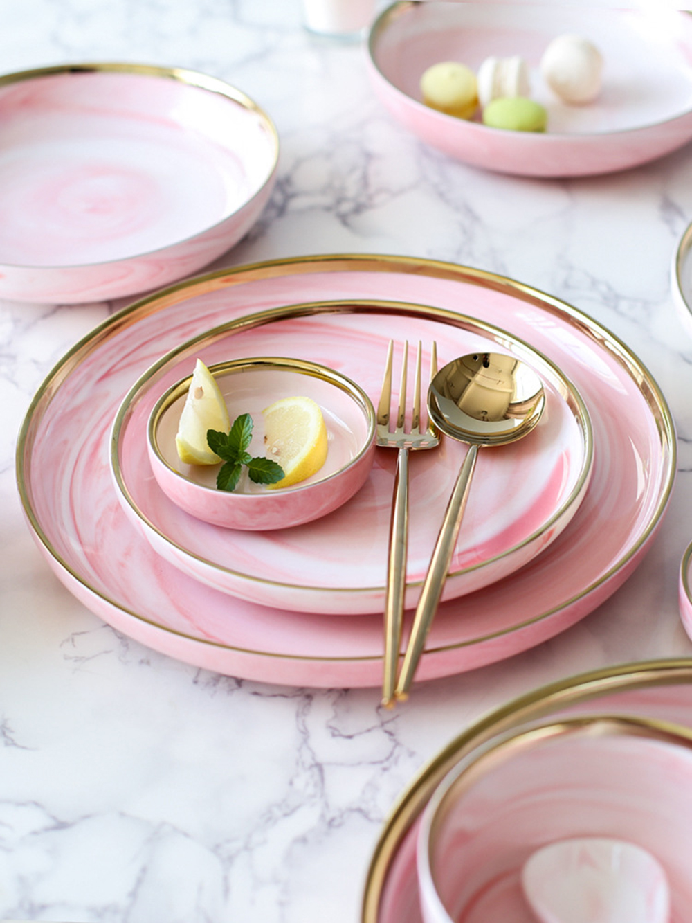 1pc mármore rosa prato de jantar cerâmica arroz salada macarrão tigela pratos de sopa louça conjuntos utensílios de cozinha cozinha cozinha cozinhar ferramenta