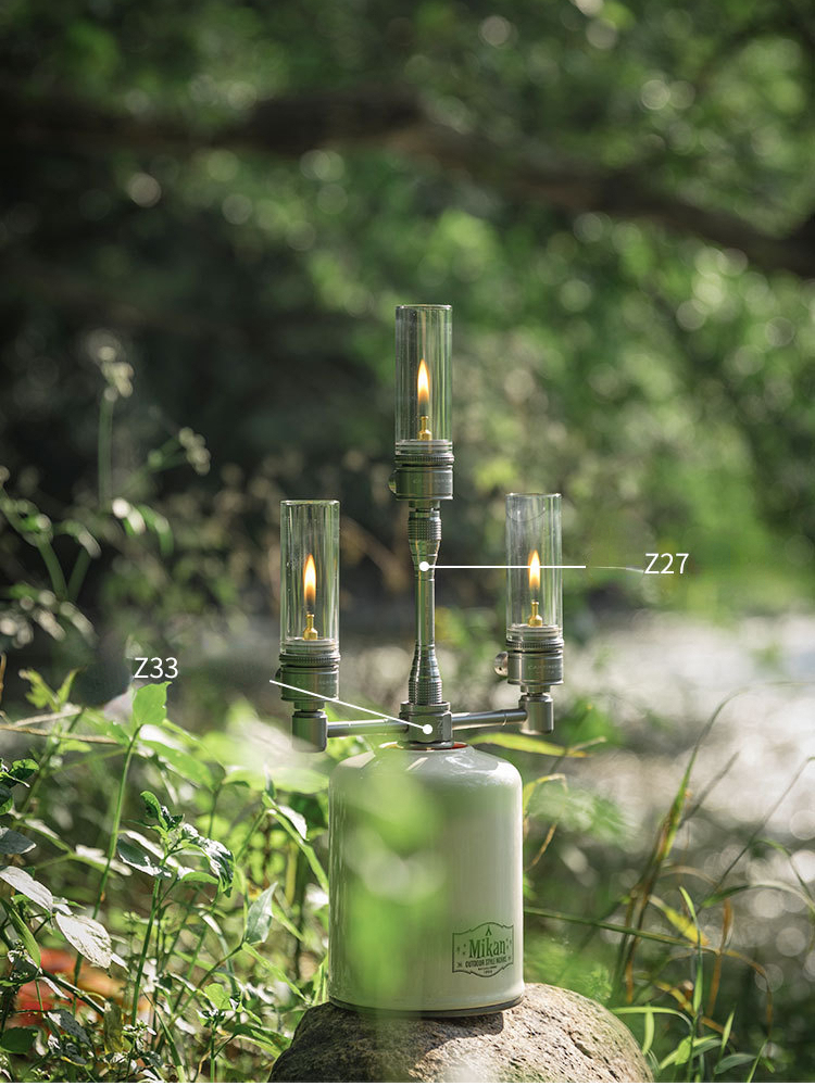 CAMPINGMOON T-1D Camping Gas Lantern with Glass Cover Candle Lamp Light