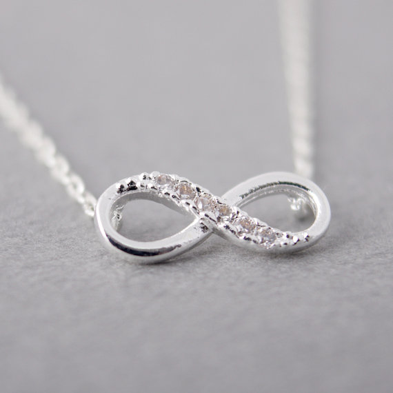 Shuangshuo Tiny Infinity Crystal Pendant Necklaces for Women Choker Lucky Number Eight Geometric Long Chain Necklace