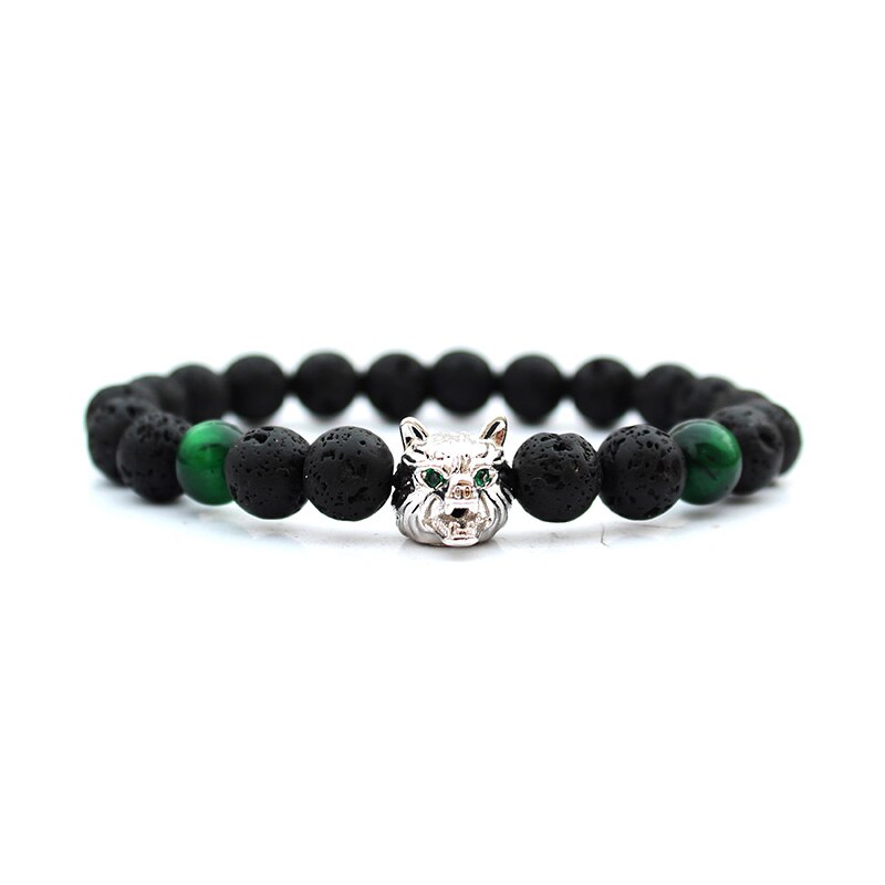 Wolf Man Bracalete Kralen Mannen Armband Natuursteen Kralen Armbanden Voor Vrouwen Pulseras Pulseira Sieraden Handgemaakte Bileklik: bracelet / S 160-170mm