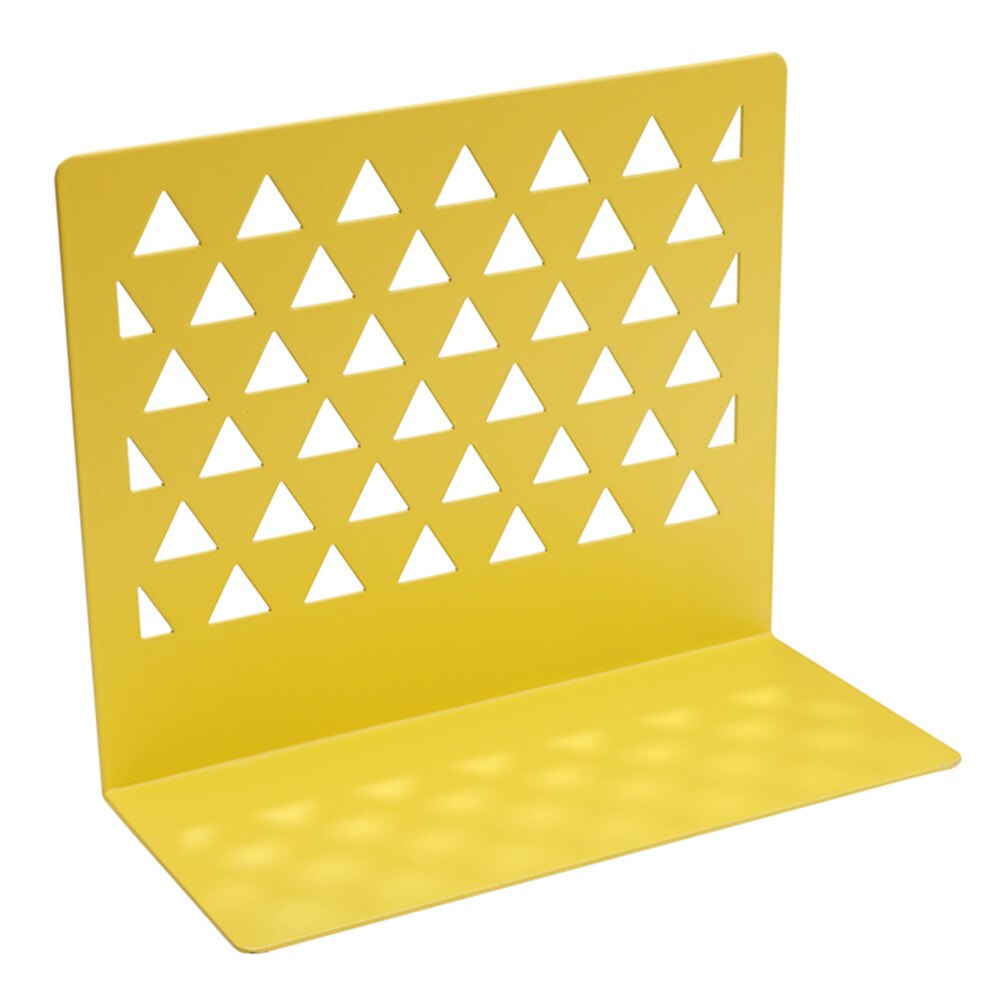 1pcs Metal Hollow Book Stand Library Bookends Supports Office School Supplies NC99: Lemon yellow