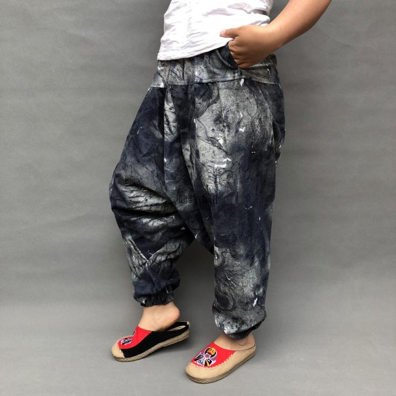Vintage Mannen Casual Vrouwen Thaise Harembroek Baggy Boho Losse Aladdin Boho Festival Hippy Kiel Hoge Taille Jumpsuit Broek