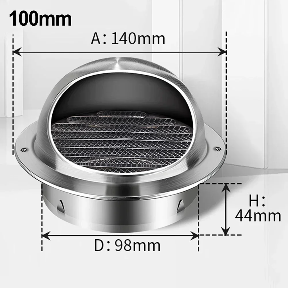 80/100/50MM Stainless Steel Exterior Wall Air Outlet Grille Round Heating Cooling Vent Cover Wall Ceiling Vent Cooling Vents Cap: WHITE