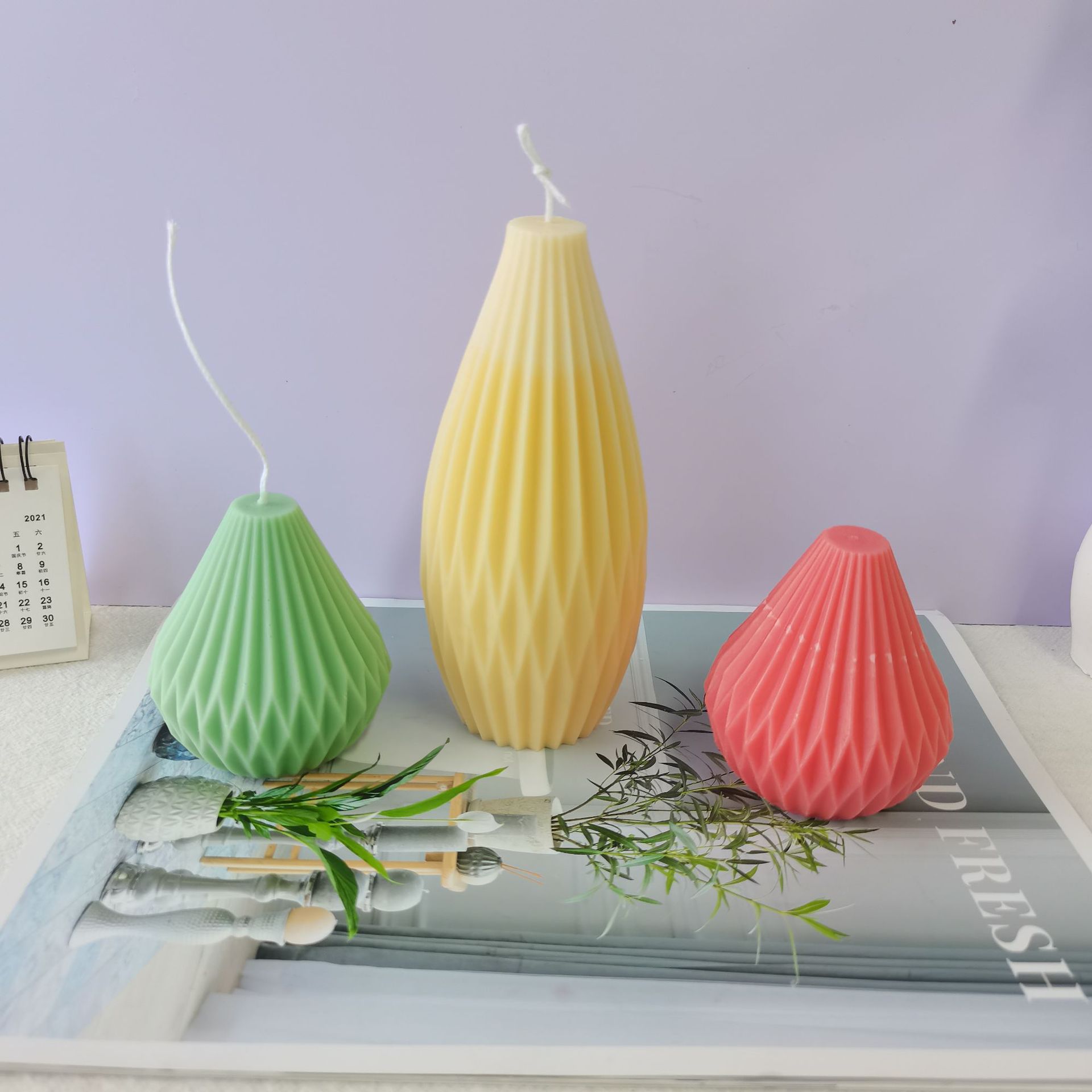 Moldes para velas DIY, molde de silicona perfumado, adorno de vela hecho a mano, ventilador en forma de pera, florero de linterna de Origami, molde de jabón de modelado