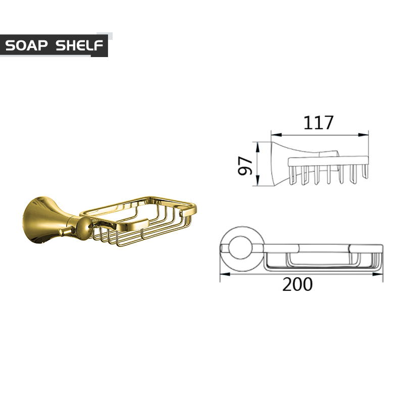 Bathroom Accessories Paper Holder Soap Shelf Towel Rack Toilet Brush Holder Towel Holder Hooks Brass Gold Bathroom Hardware Set: Soap Basket